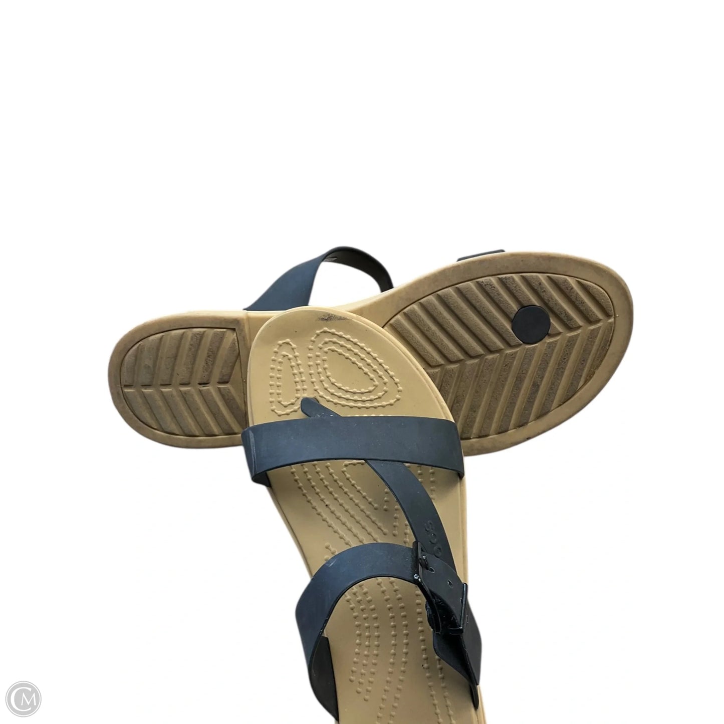 Sandals Flats By Crocs In Black, Size: 8