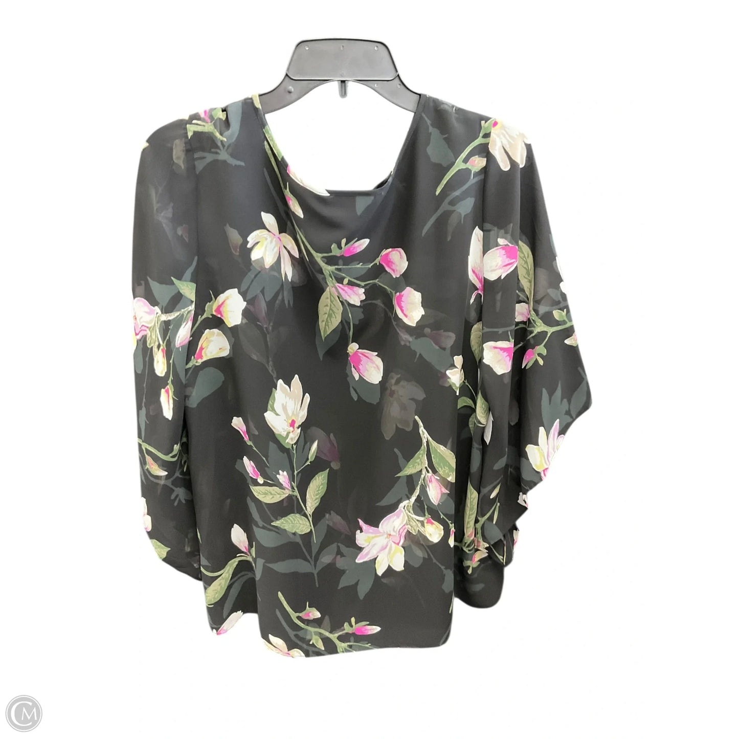 Top 3/4 Sleeve By Belle By Kim Gravel In Black & Green, Size: L