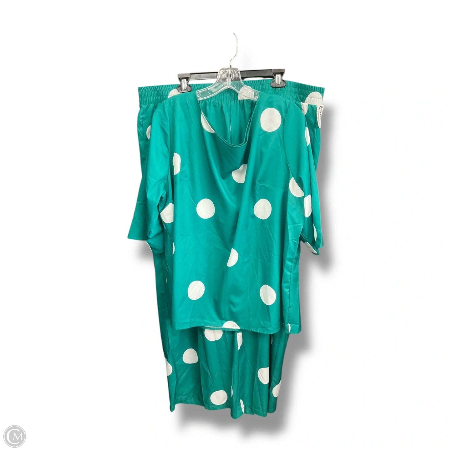 Pants Set 2pc By Clothes Mentor In Green & White, Size: 4x