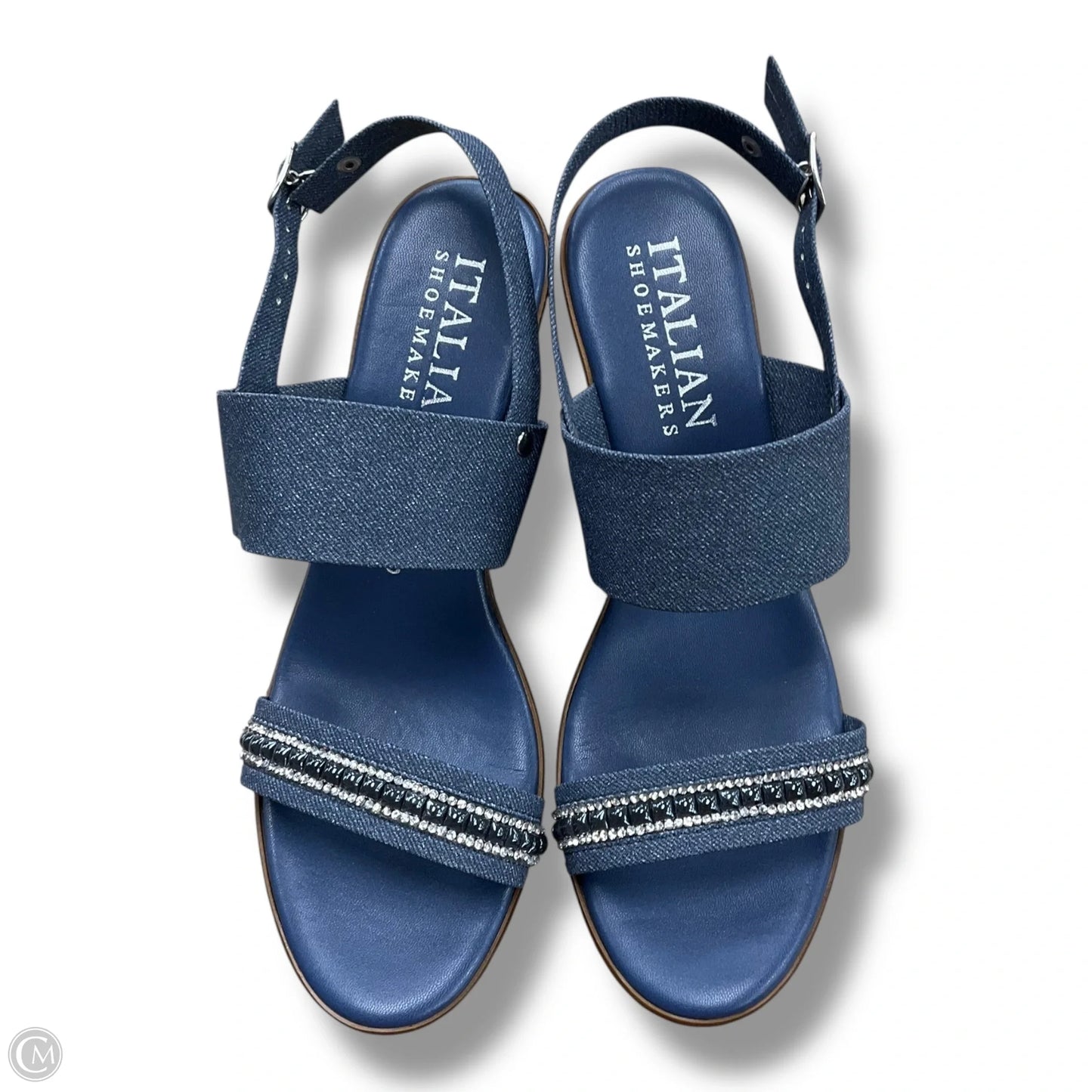 Shoes Heels Wedge By Italian Shoemakers In Blue Denim, Size: 8