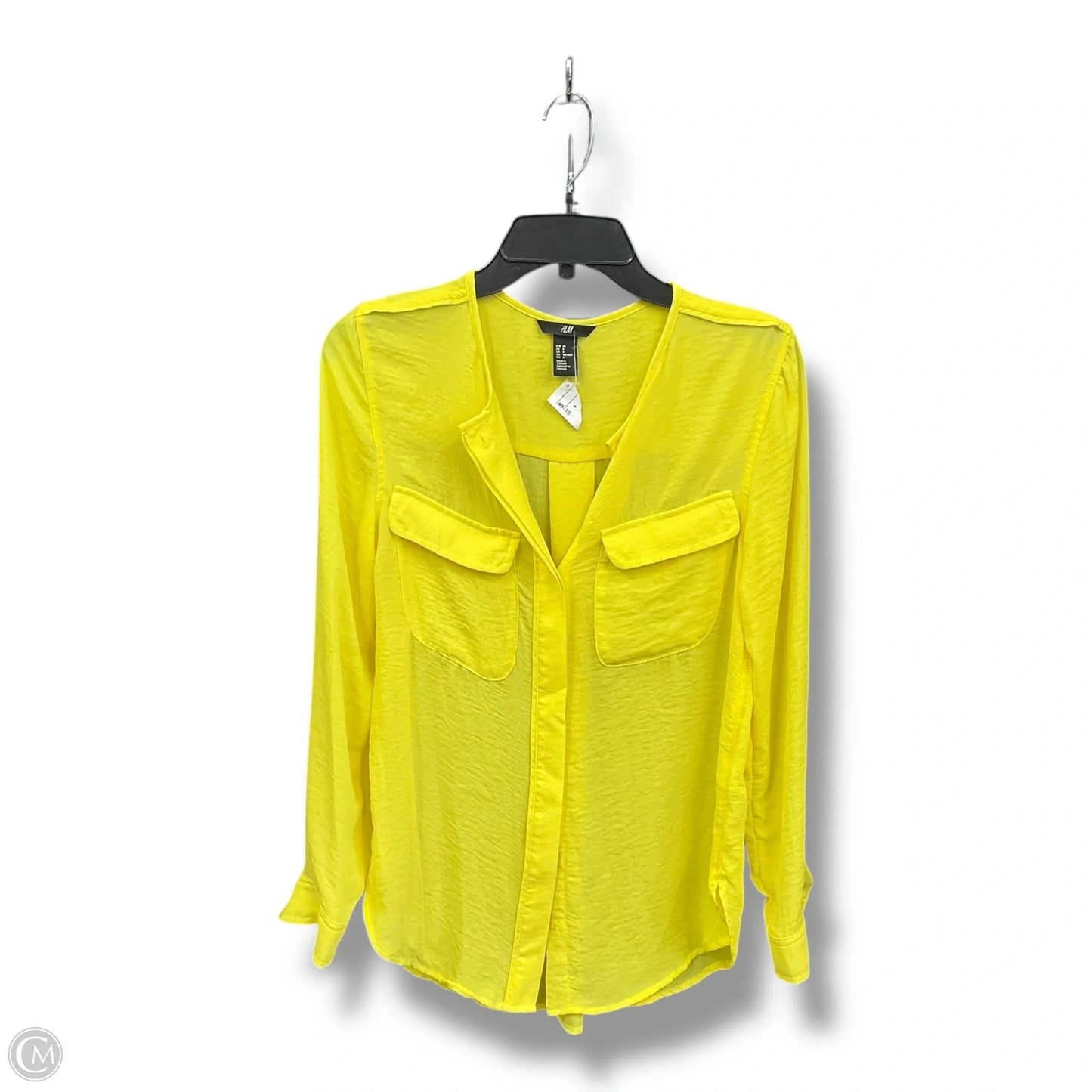 Blouse Long Sleeve By H&m In Yellow, Size: S