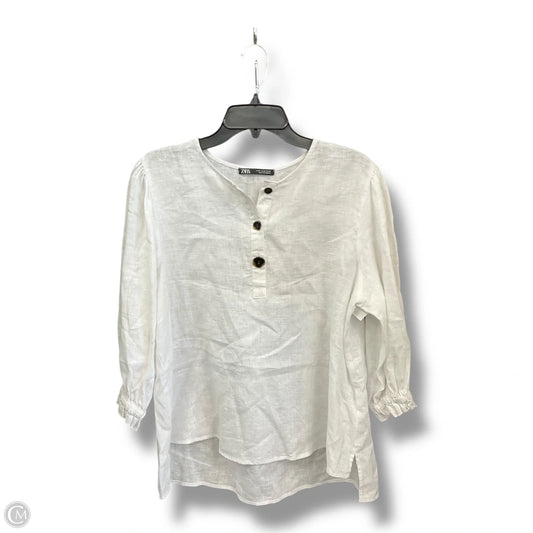 Top 3/4 Sleeve By Zara In White, Size: M