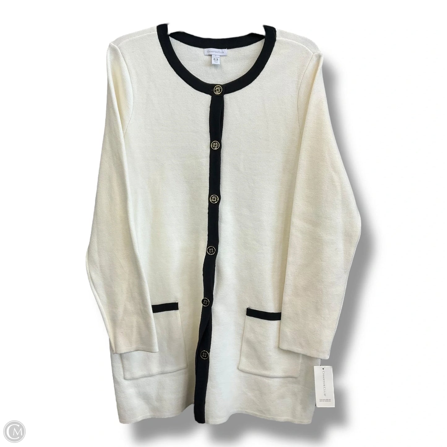 Cardigan By Charter Club In Ivory, Size: L