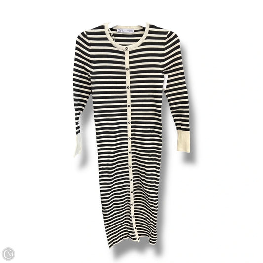 Dress Sweater By Zara In Black & Cream, Size: M