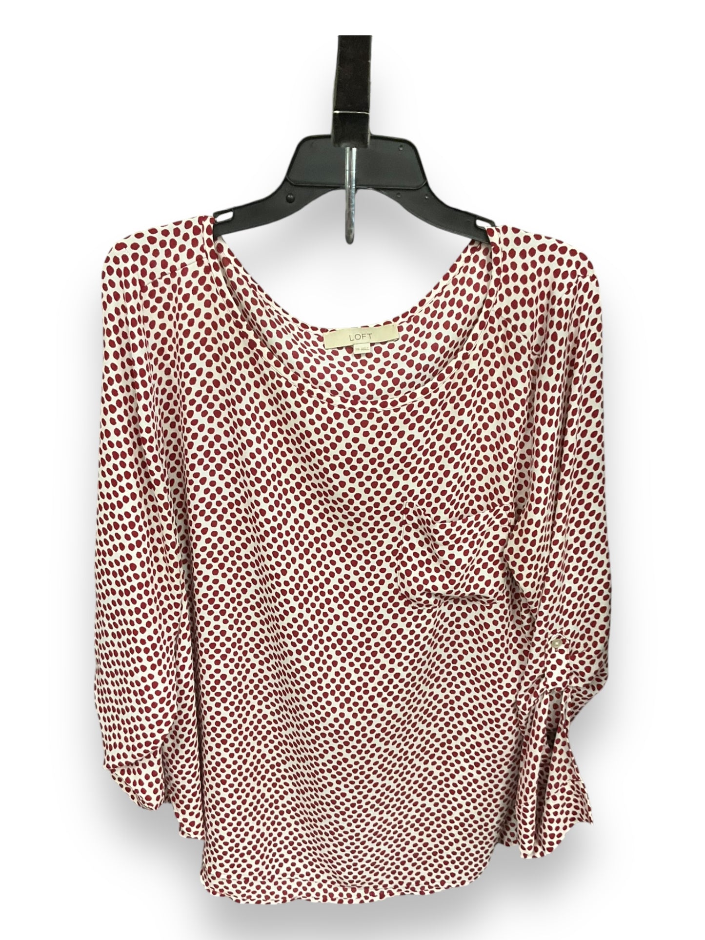 Blouse Long Sleeve By Loft In Polkadot Pattern, Size: 2x