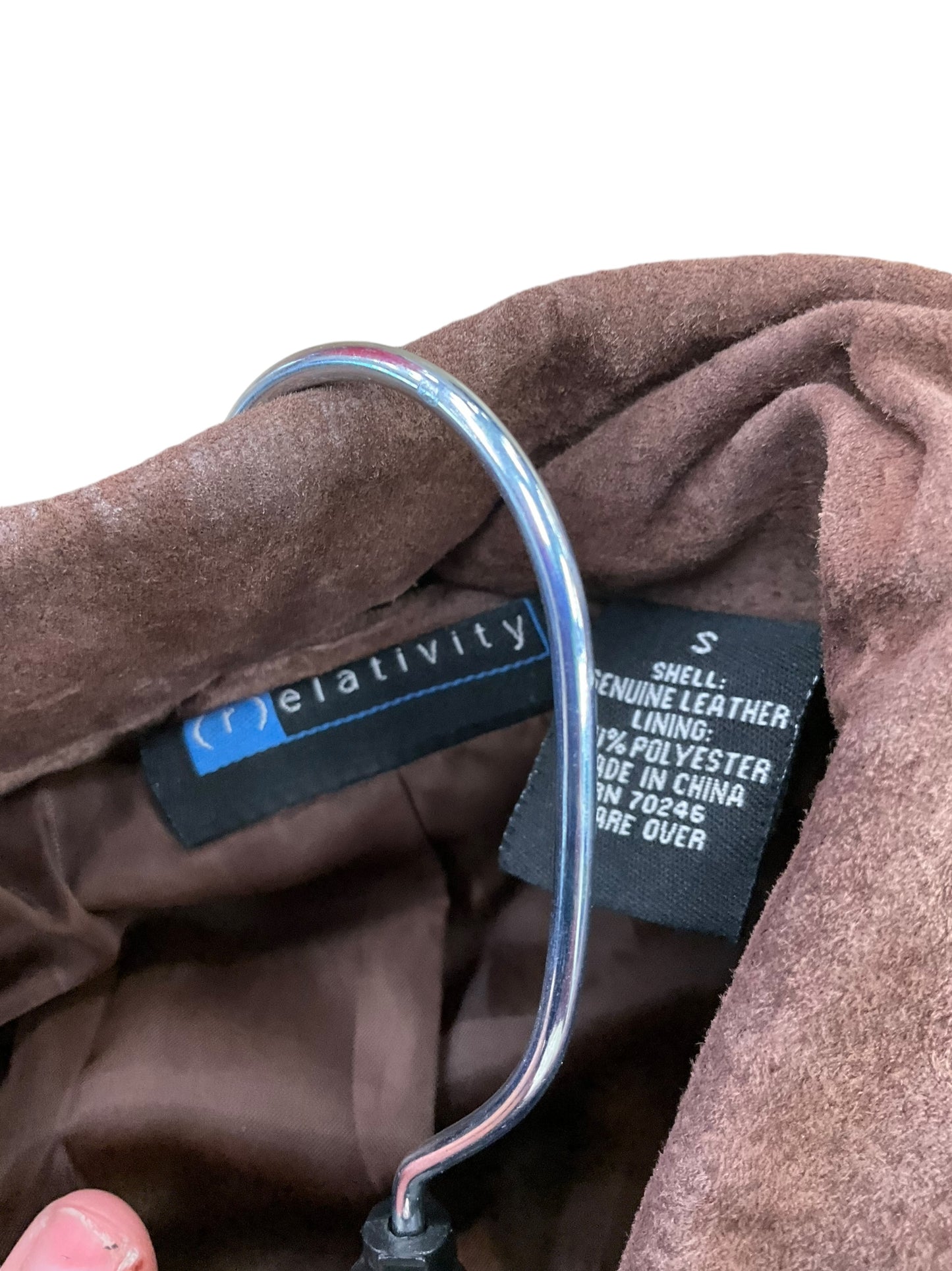 Jacket Leather By Relativity In Brown, Size: S