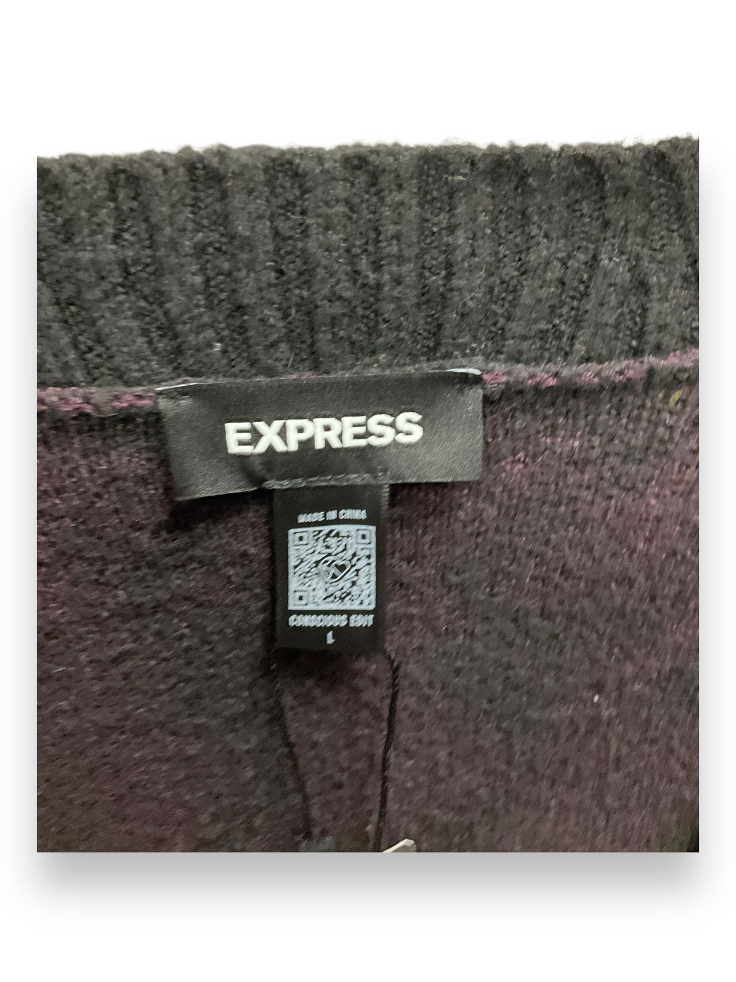 Cardigan By Express In Purple, Size: L