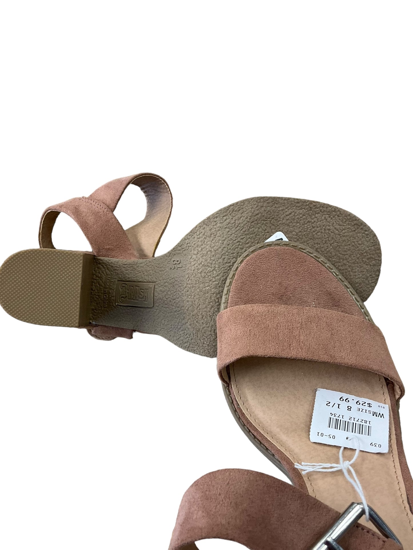 Tan Sandals Heels Block Brash, Size 8.5