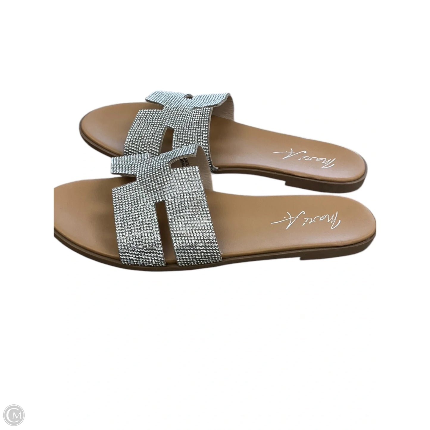 Sandals Flats By Clothes Mentor In Silver, Size: 6.5