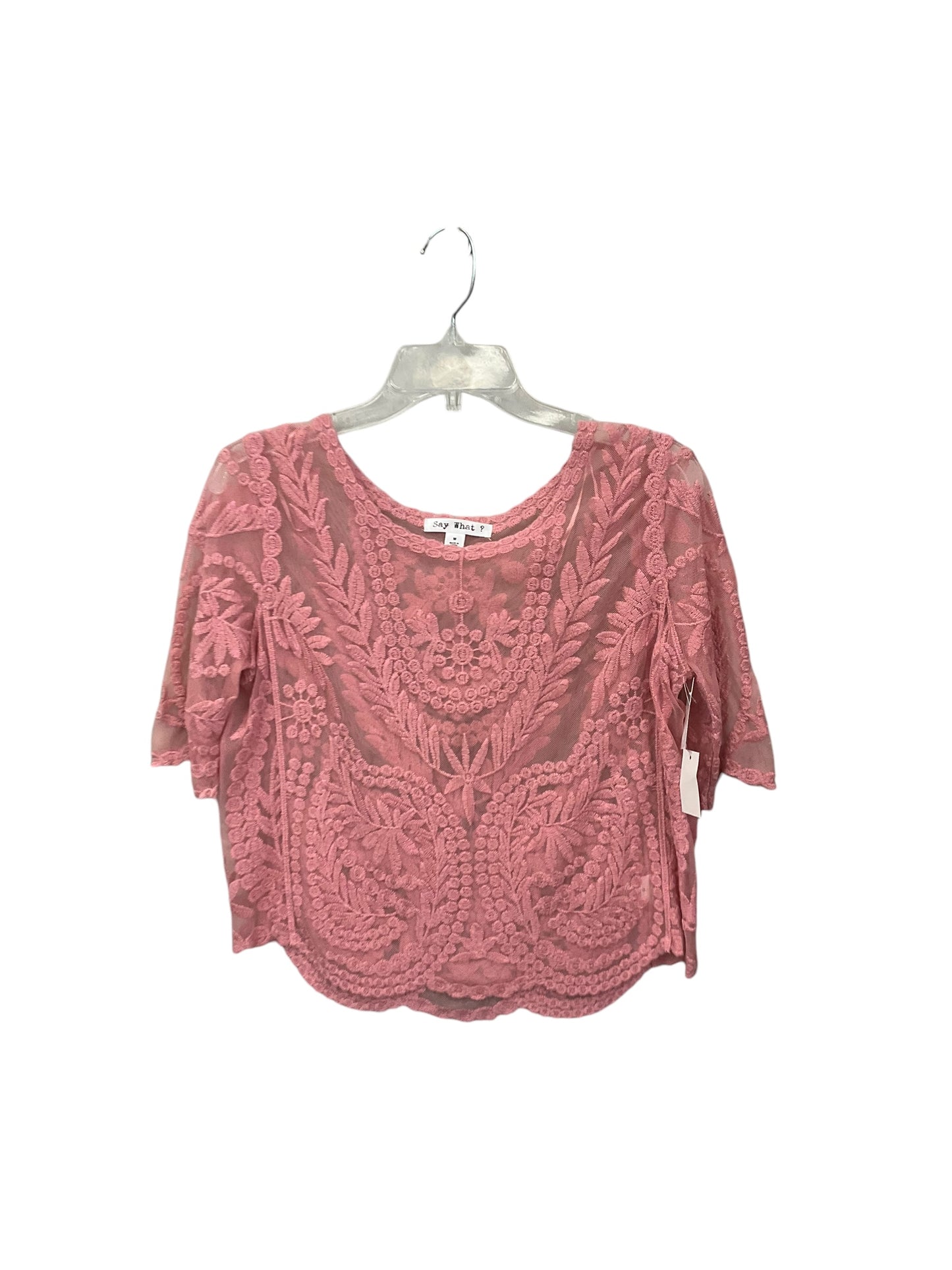 Top Short Sleeve By Say What In Mauve, Size: M