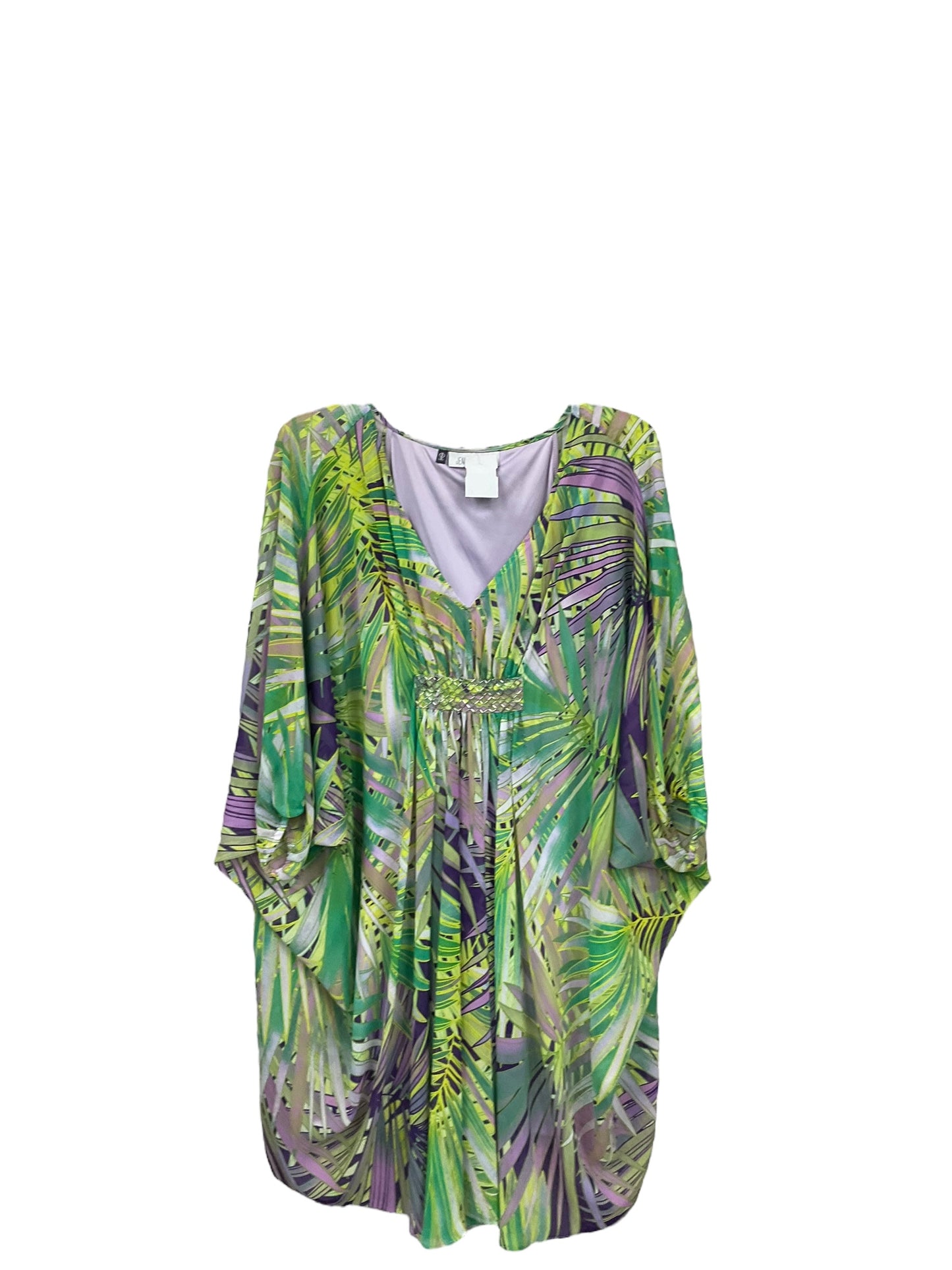 Top 3/4 Sleeve By Jennifer Lopez In Tropical Print, Size: M