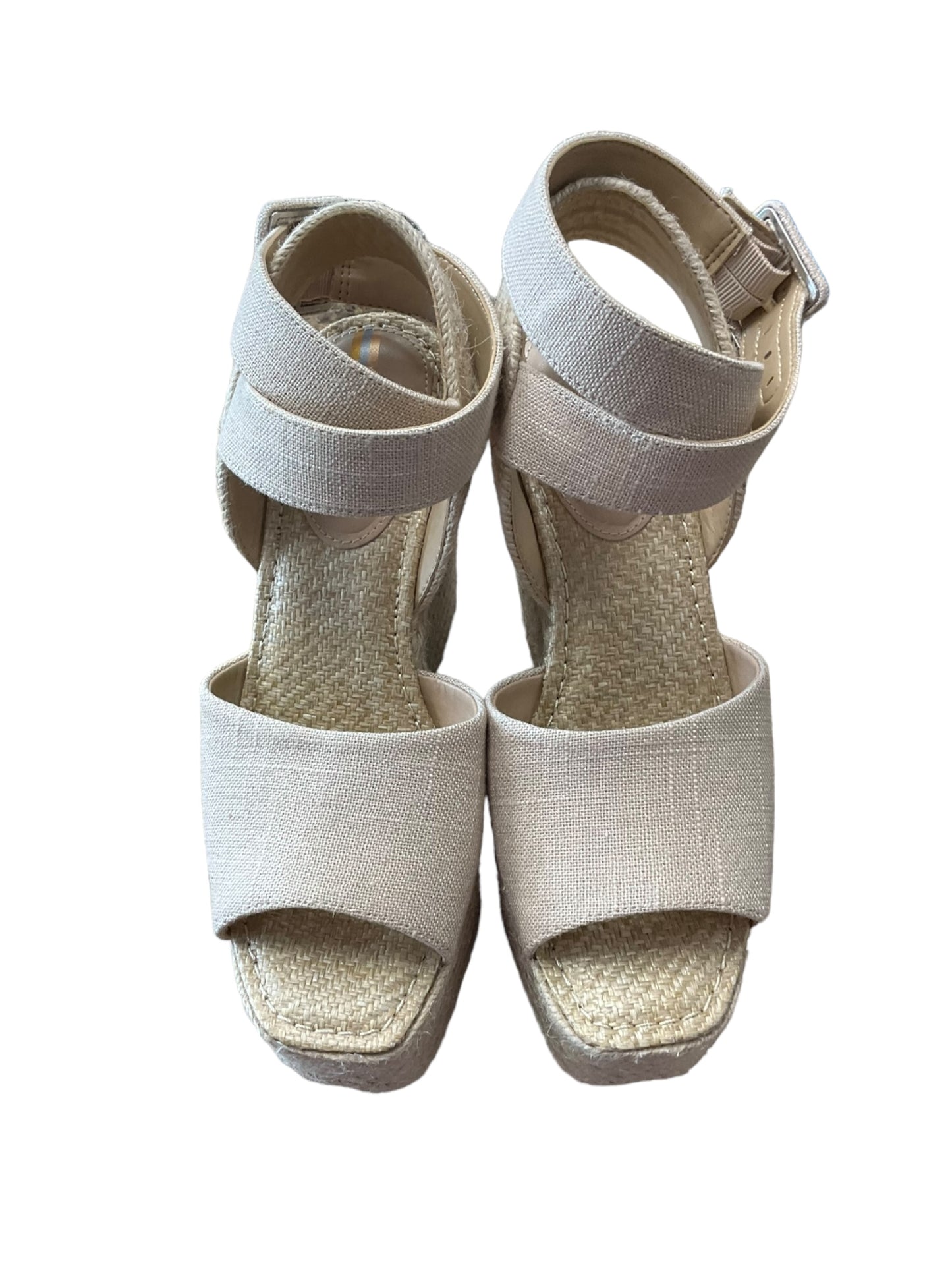 Beige Sandals Heels Wedge Sam Edelman, Size 6.5