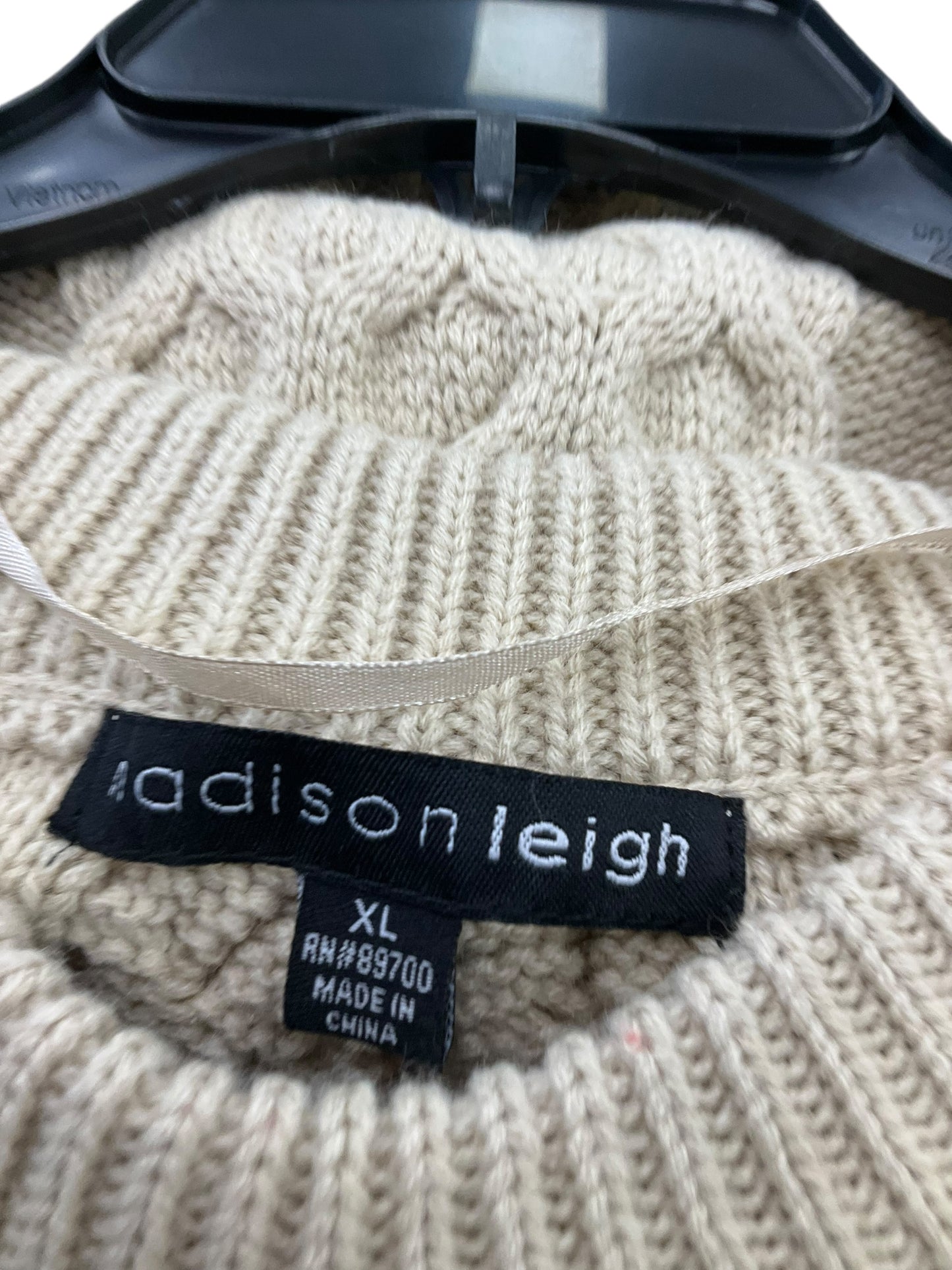 Dress Sweater By Madison Leigh In Beige, Size: Xl