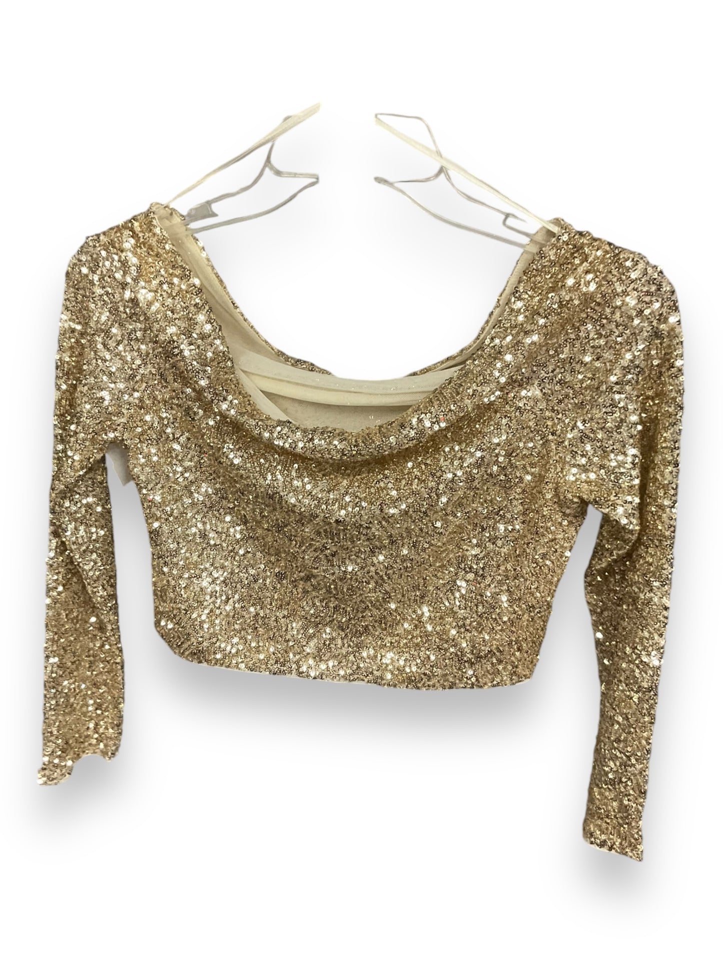 Top Long Sleeve By Zara In Gold, Size: S