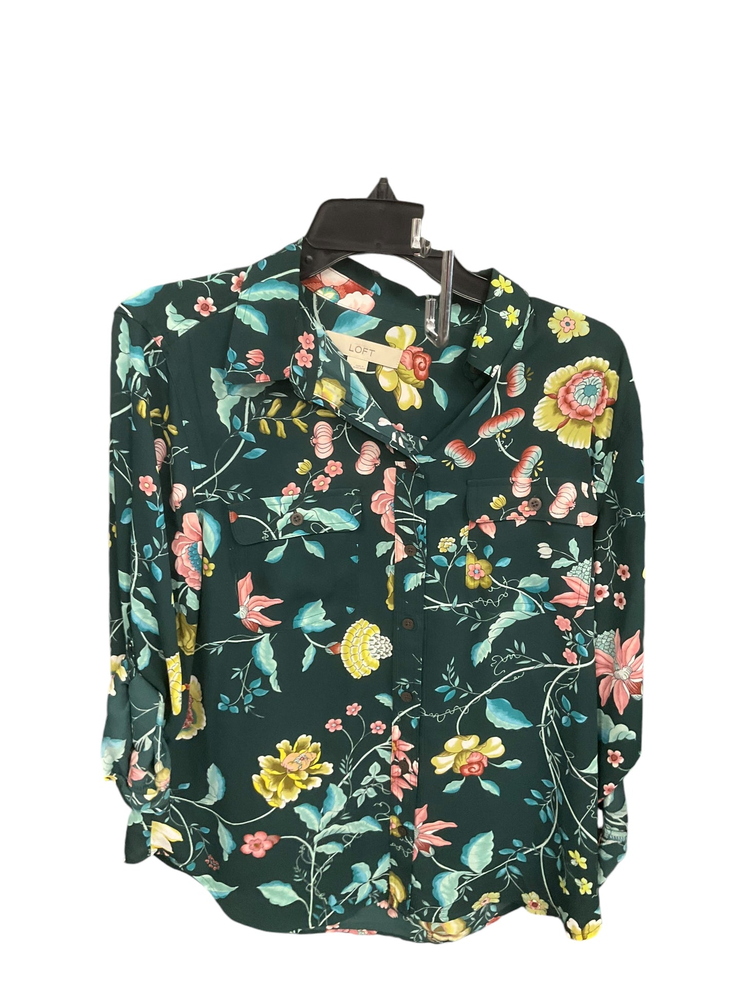 Blouse Long Sleeve By Loft In Floral Print, Size: M