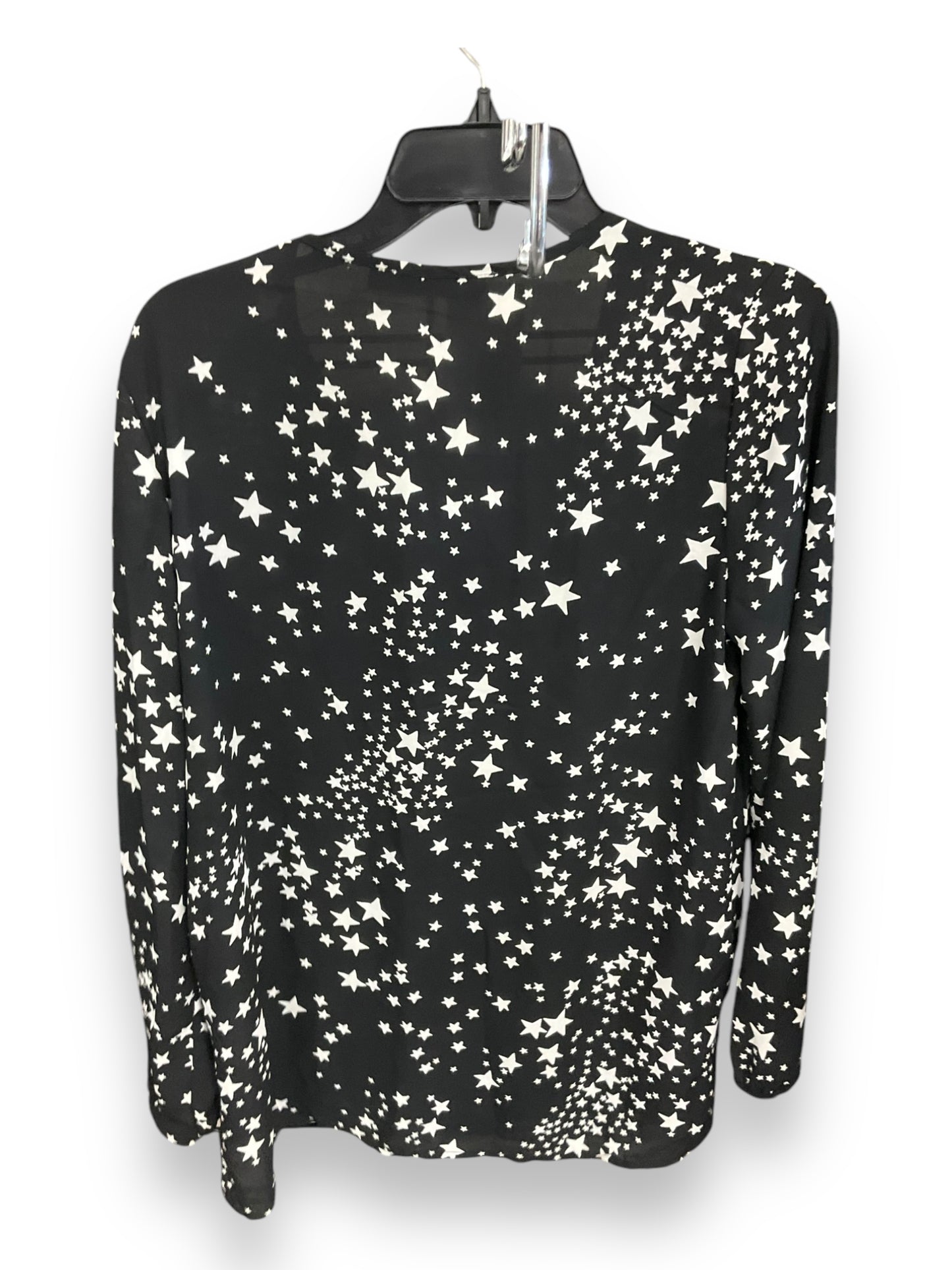 Blouse Long Sleeve By Just Fab In Black & White, Size: L