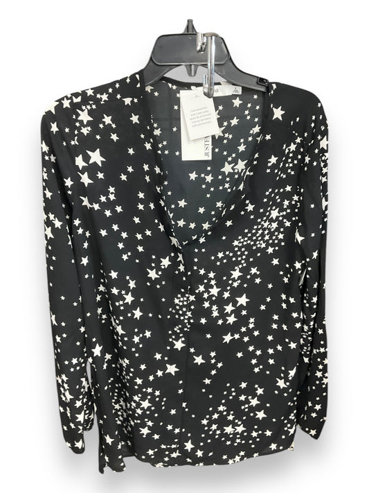 Blouse Long Sleeve By Just Fab In Black & White, Size: L