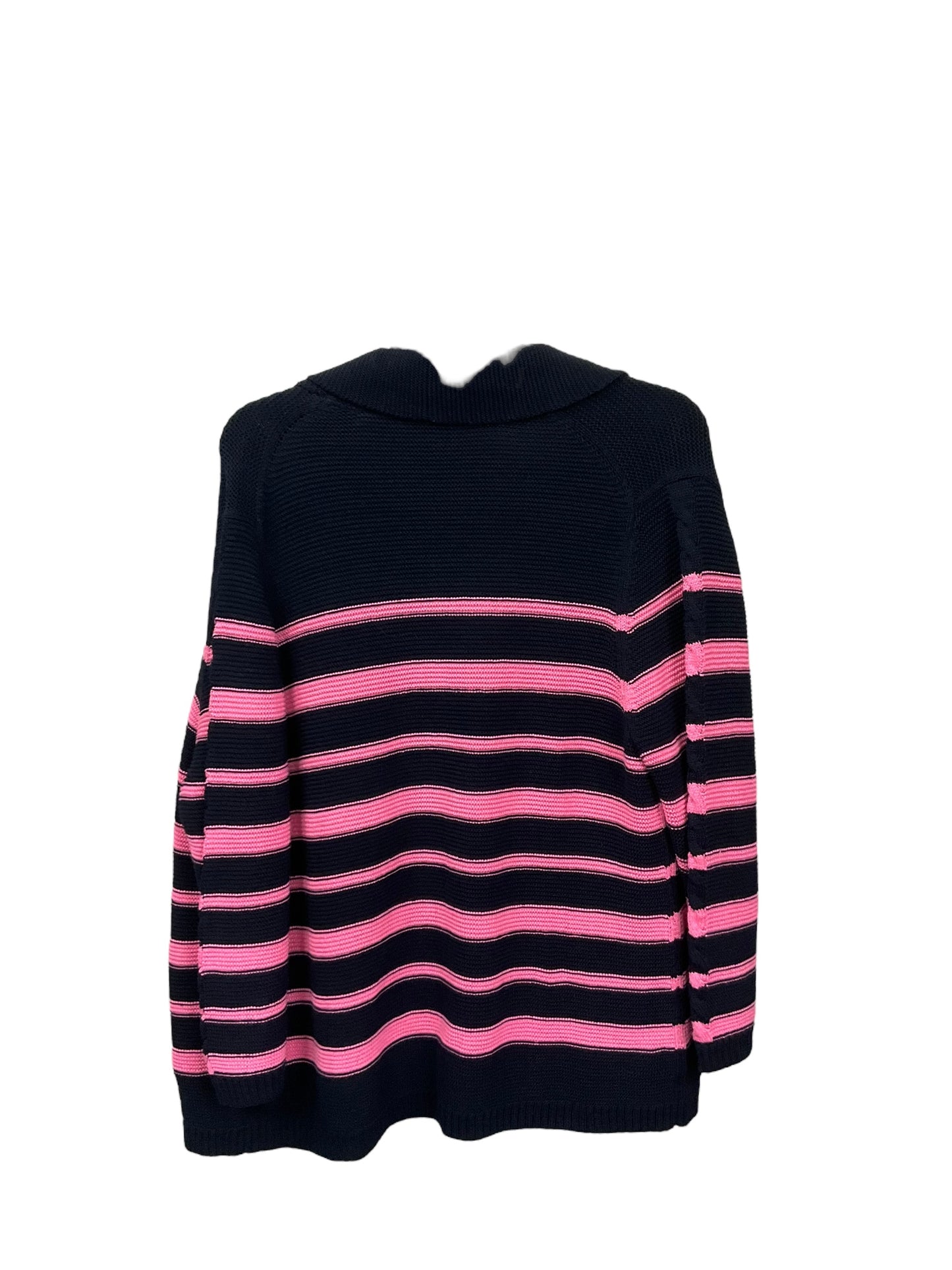 Sweater Cardigan By Talbots In Striped, Size: Xl