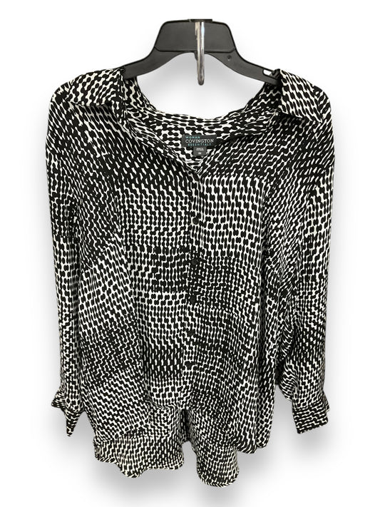 Blouse Long Sleeve By Covington In Black White, Size: 3x