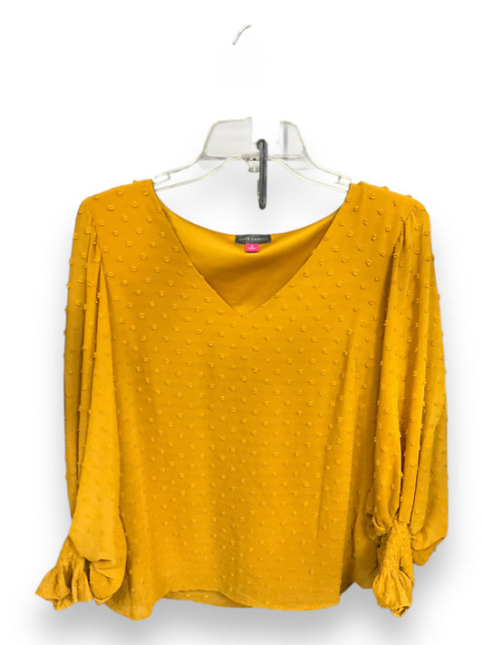 Blouse Long Sleeve By Vince Camuto In Gold, Size: S