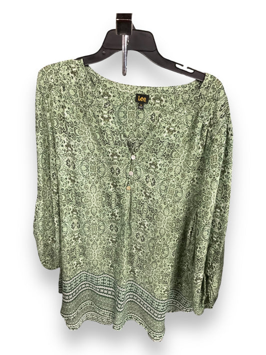 Top 3/4 Sleeve By Lee In Green, Size: 3x