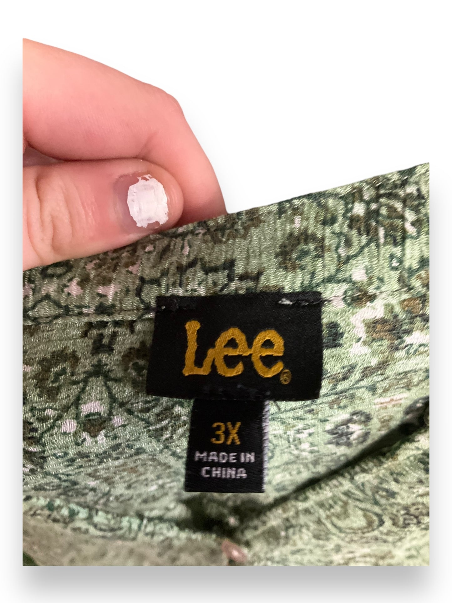 Top 3/4 Sleeve By Lee In Green, Size: 3x