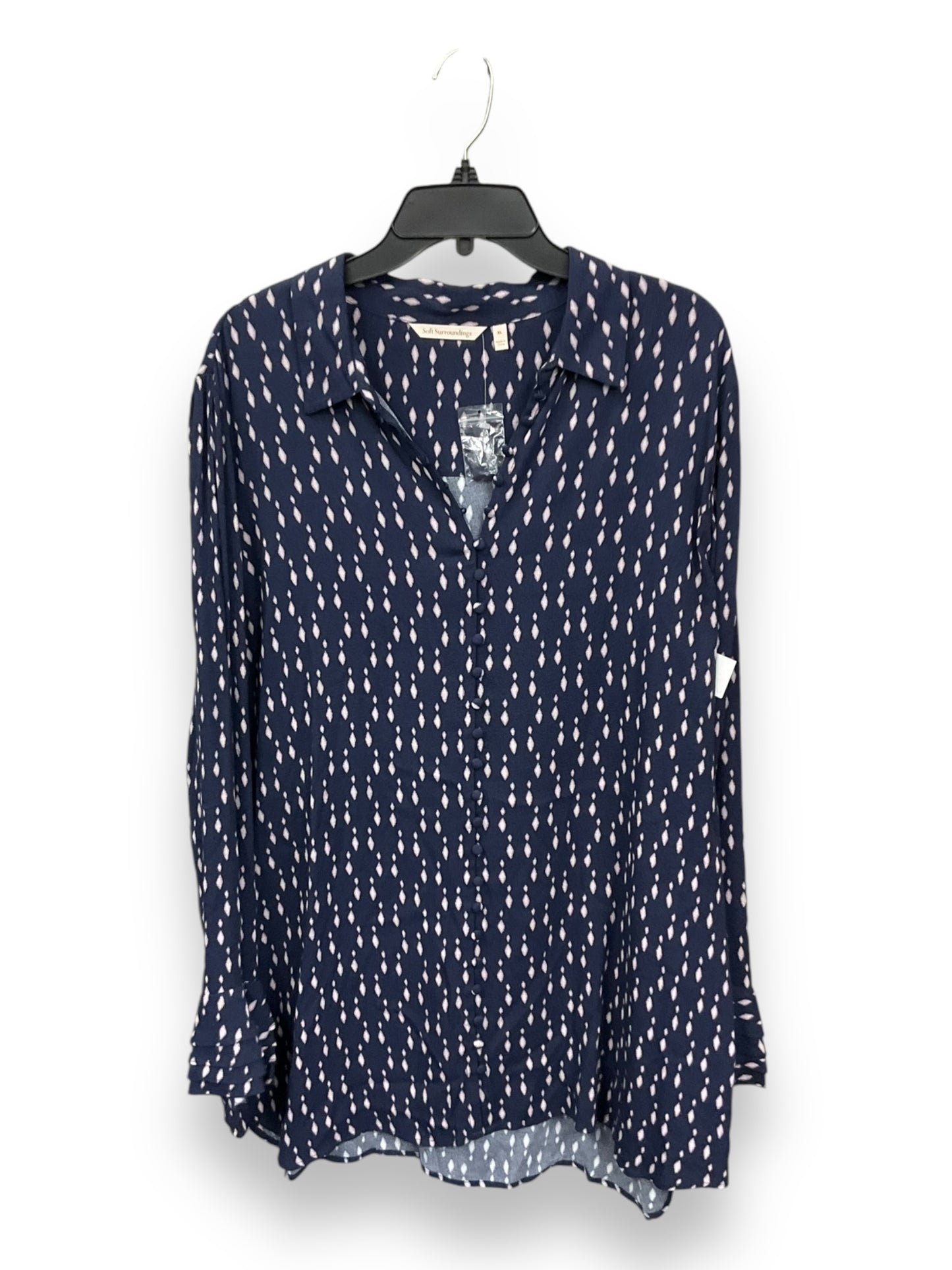 Blouse Long Sleeve By Soft Surroundings In Navy, Size: Xl