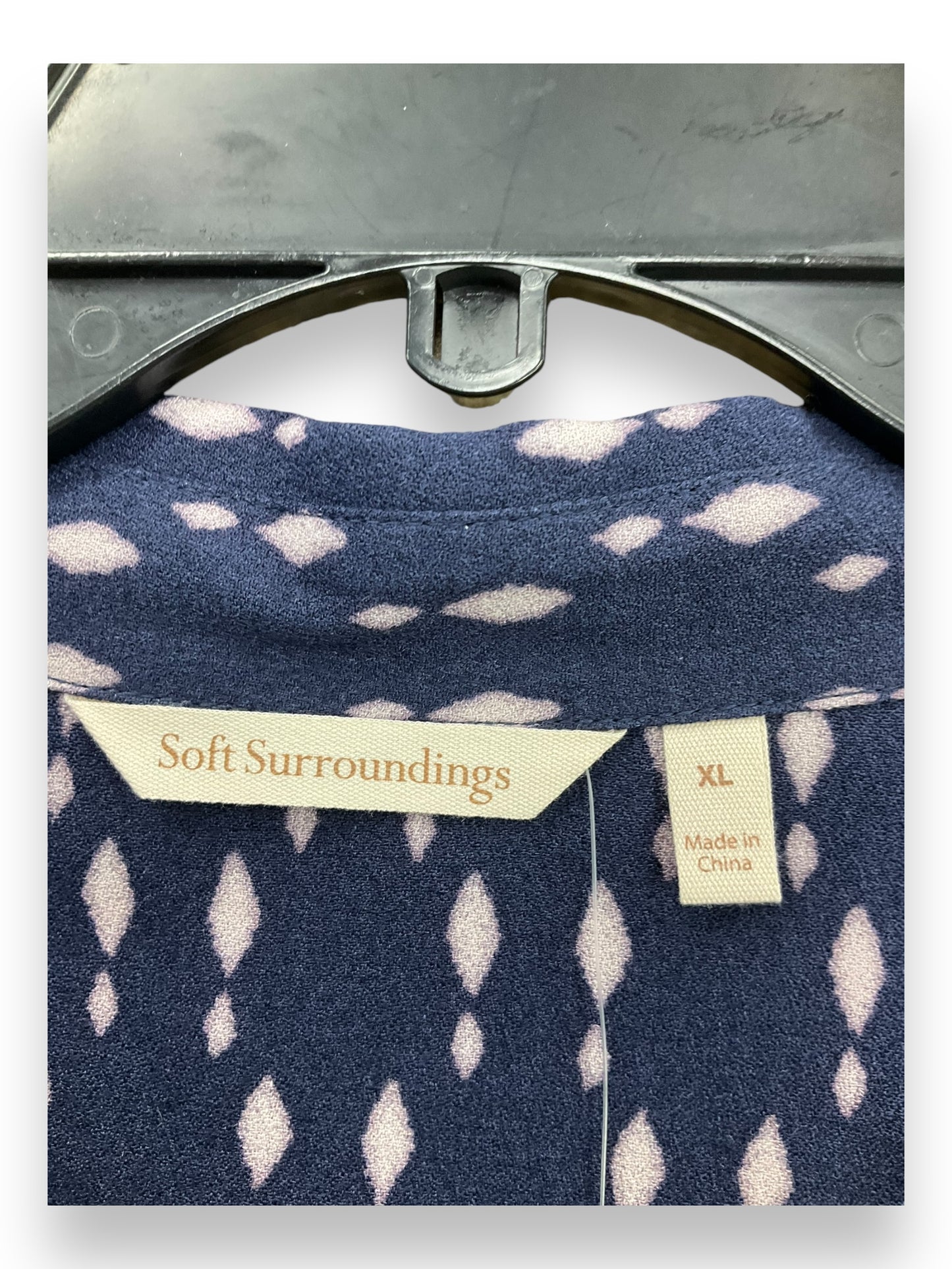 Blouse Long Sleeve By Soft Surroundings In Navy, Size: Xl