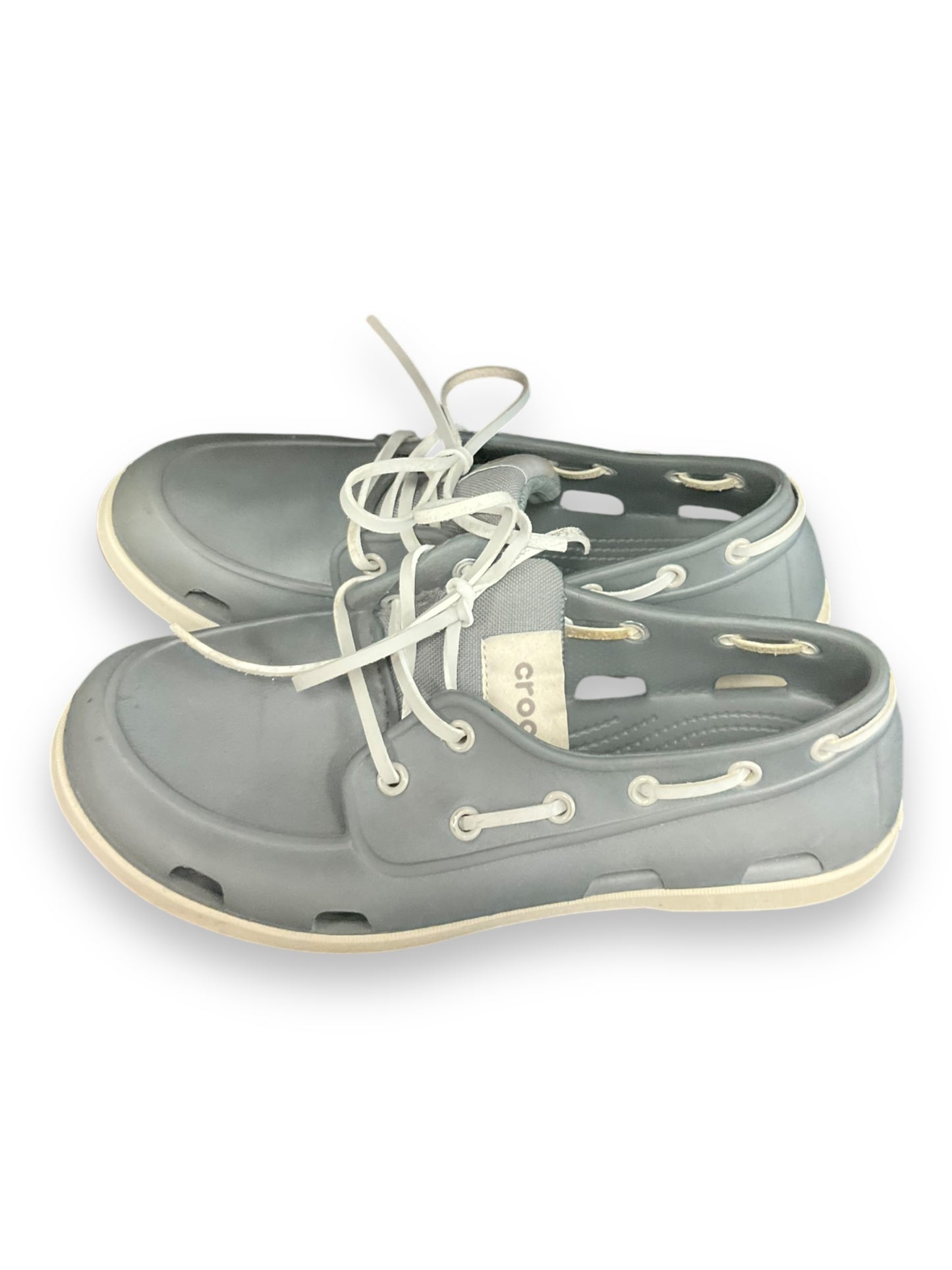 Shoes Flats Boat By Crocs In Grey, Size: 8