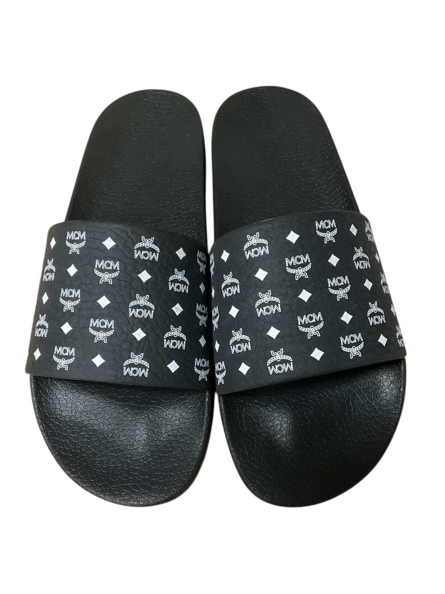 Sandals Luxury Designer By Mcm In Black & White, Size: 10