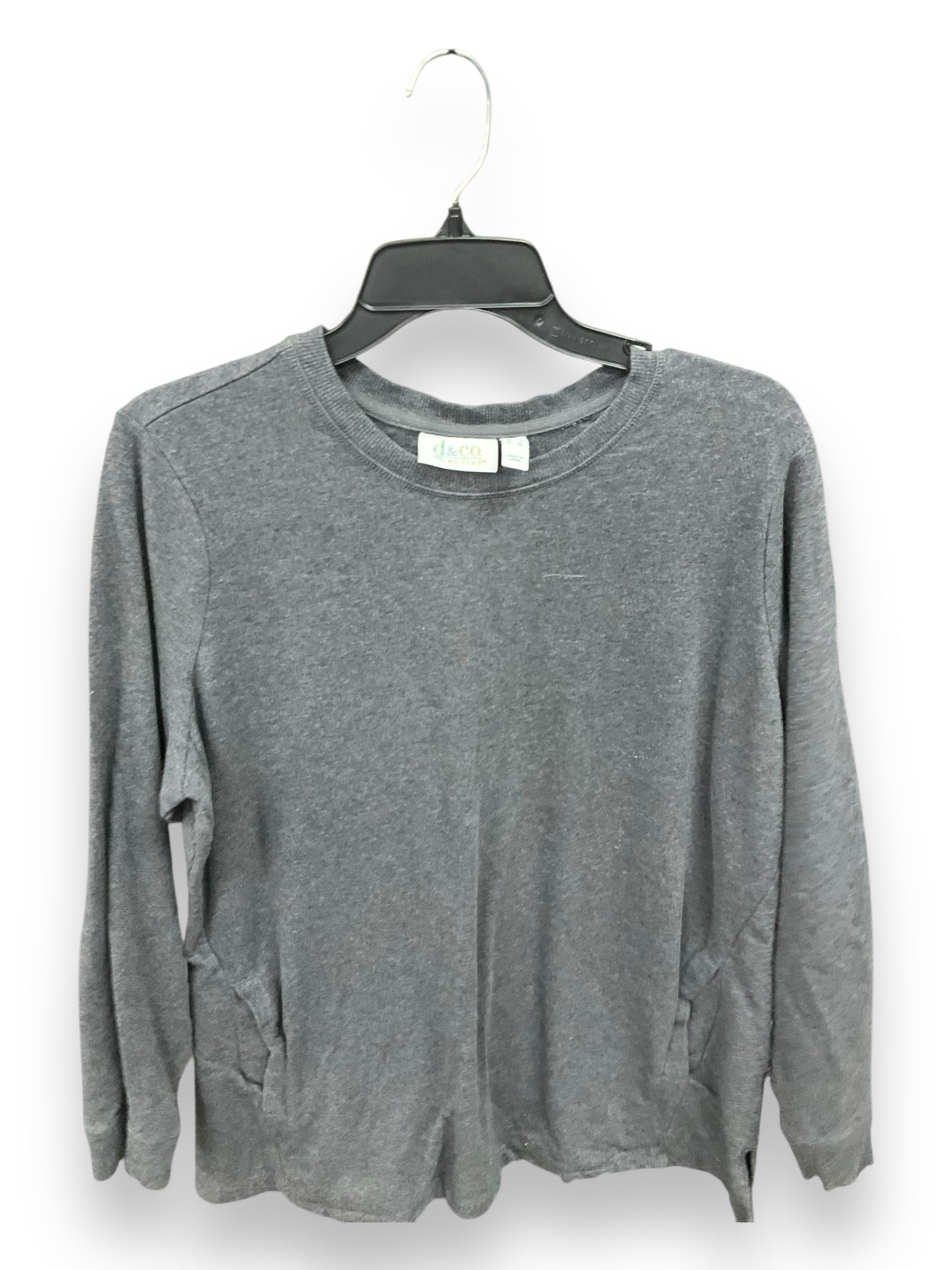 Top Long Sleeve Basic By Denim And Company In Grey, Size: L