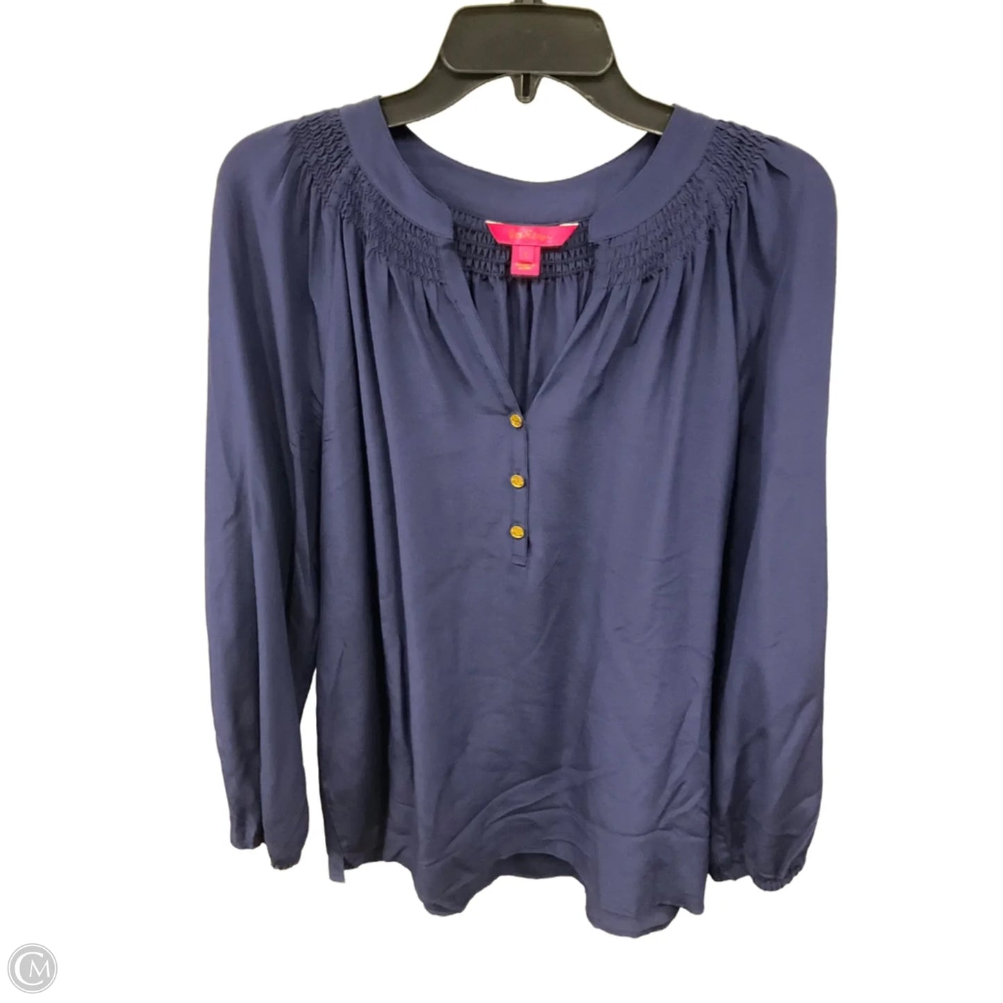 Top Long Sleeve Designer By Lilly Pulitzer In Navy, Size: L