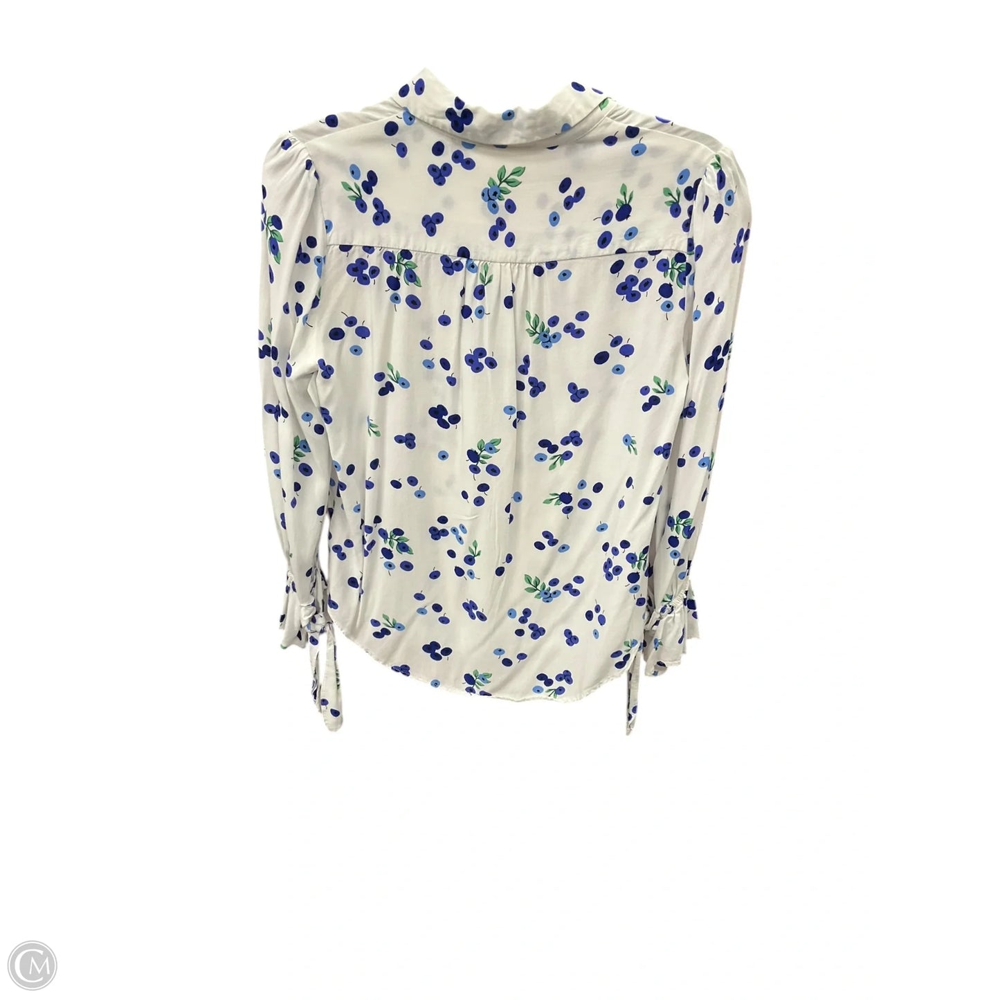 Blouse Long Sleeve By Maeve In Blue & White, Size: S