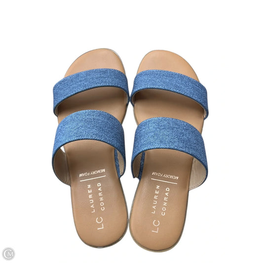 Sandals Flats By Lc Lauren Conrad In Blue & Tan, Size: 6.5