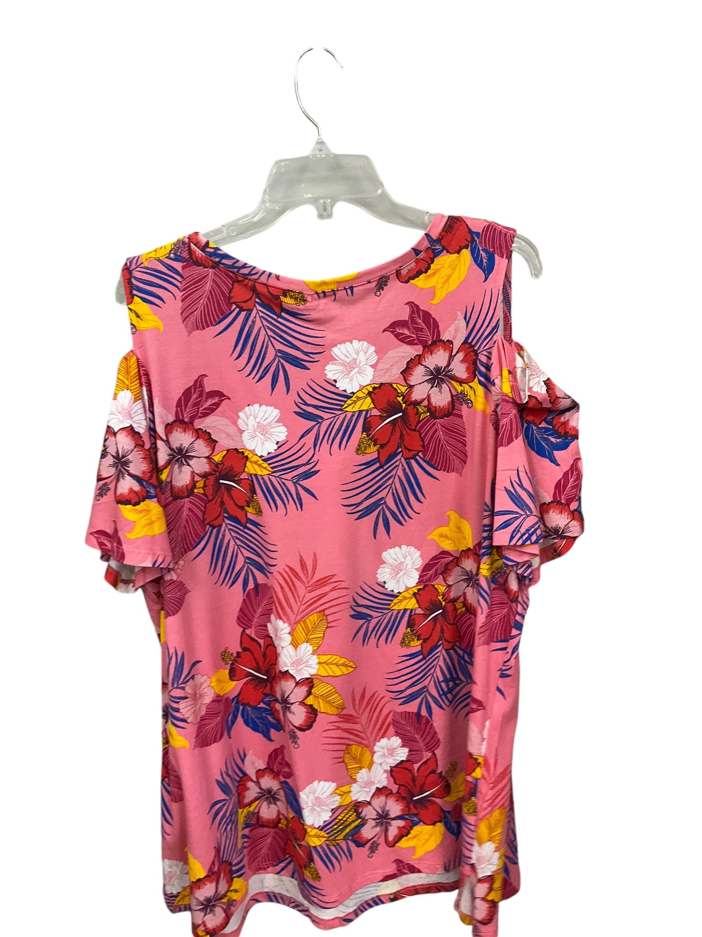 Top Short Sleeve By Woman Within In Tropical, Size: 1x