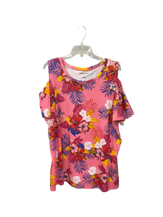 Top Short Sleeve By Woman Within In Tropical, Size: 1x