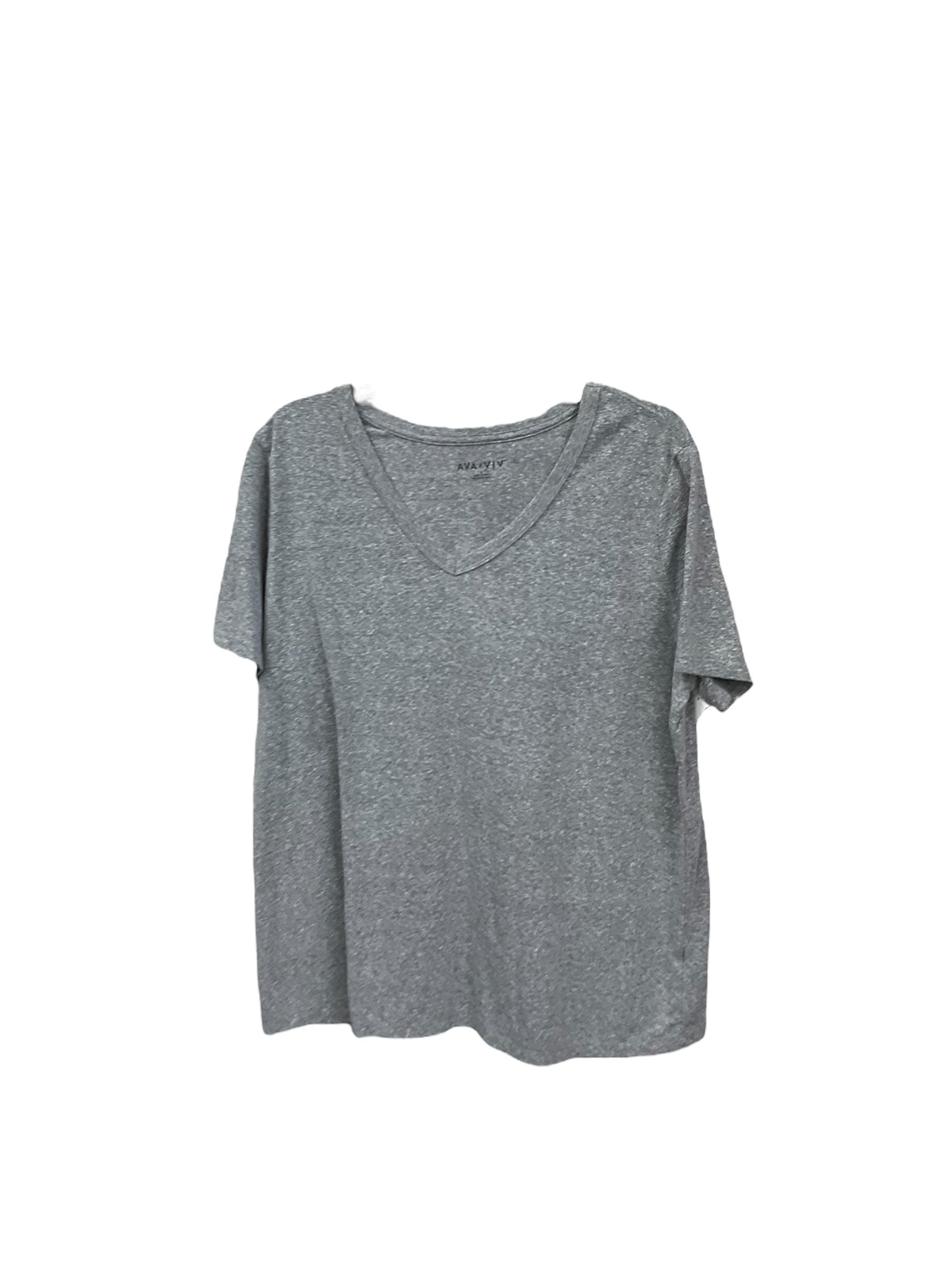 Top Short Sleeve Basic By Ava & Viv In Grey, Size: 1x