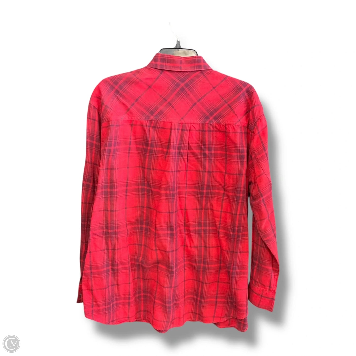 Blouse Long Sleeve By Eddie Bauer In Plaid Pattern, Size: Xl