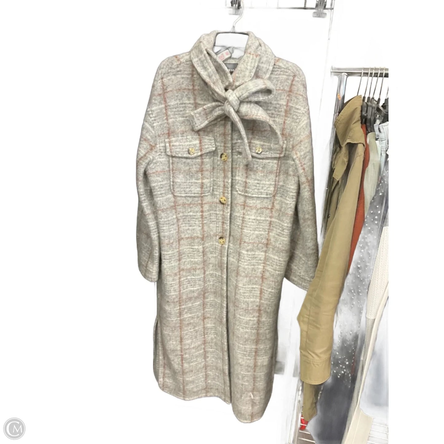 Coat Faux Fur & Sherpa By Express In Grey, Size: L