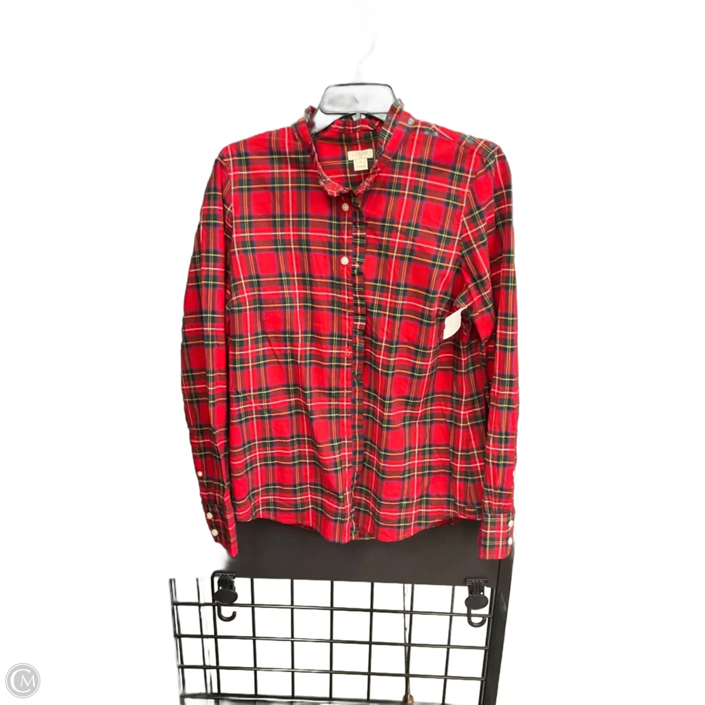 Blouse Long Sleeve By J. Crew In Plaid Pattern, Size: M