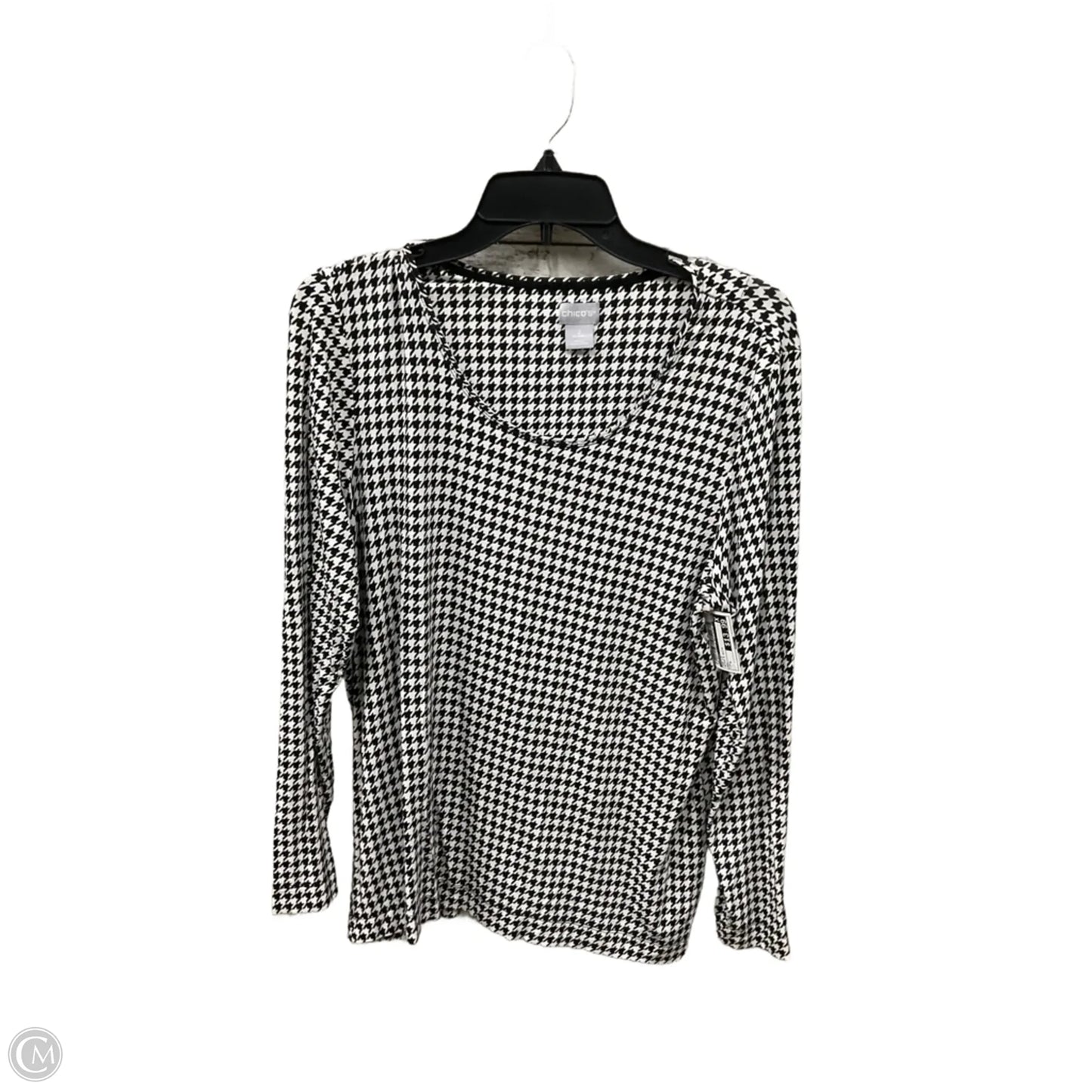 Top Long Sleeve By Chicos In Black & White, Size: L