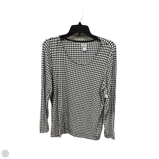 Top Long Sleeve By Chicos In Black & White, Size: L