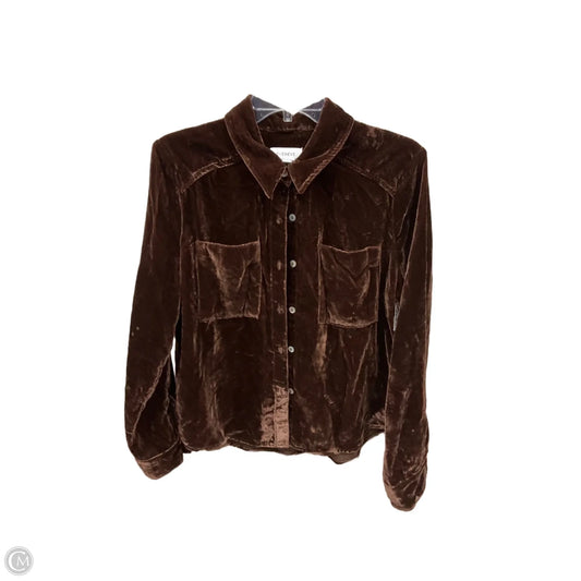 Blouse Long Sleeve By Evereve In Brown, Size: M
