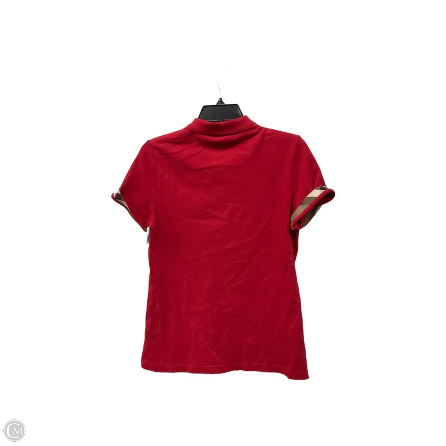 Top Short Sleeve Luxury Designer By Burberry In Red, Size: M