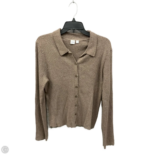 Top Long Sleeve Basic By Gap In Brown, Size: L