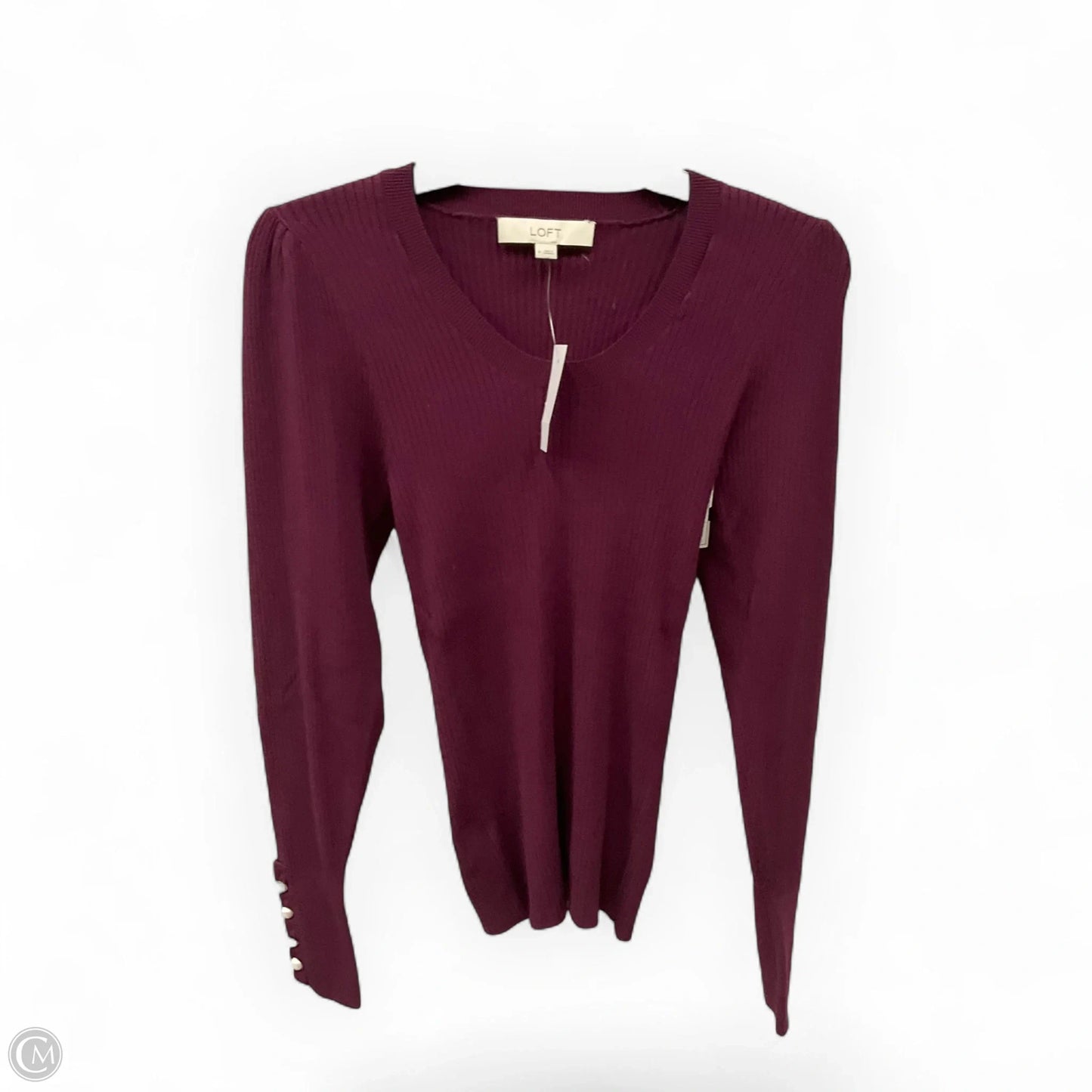 Top Long Sleeve Basic By Loft In Purple, Size: M