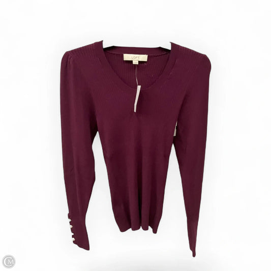 Top Long Sleeve Basic By Loft In Purple, Size: M
