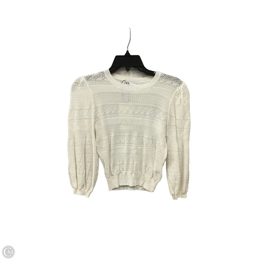 Top Long Sleeve Basic By Zara In Cream, Size: M