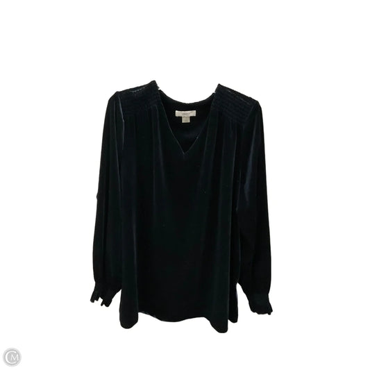 Top Long Sleeve By Cj Banks In Navy, Size: 1x