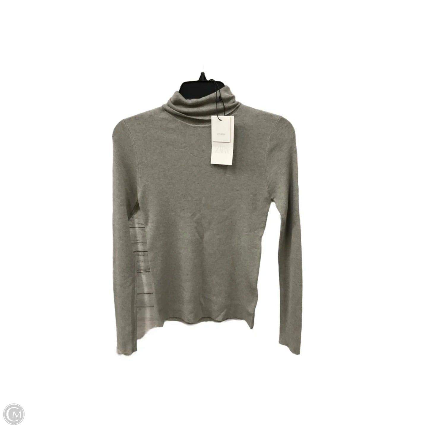 Top Long Sleeve Basic By Zara In Grey, Size: S